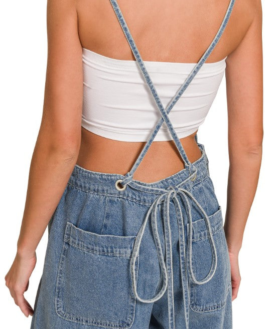 Denim Washed Wide Leg Overall