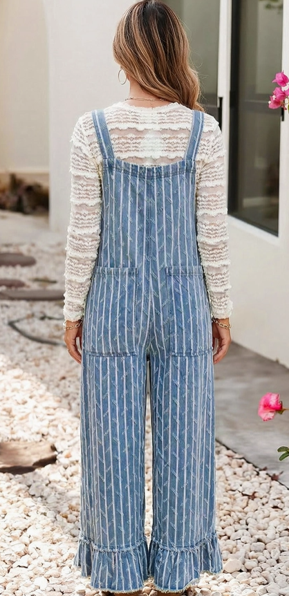 Distressed Wide Leg Overalls