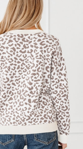 Khaki Leopard Sweater Cardigan