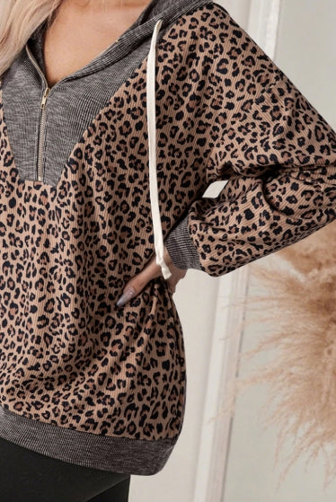 Ribbed Leopard Pullover