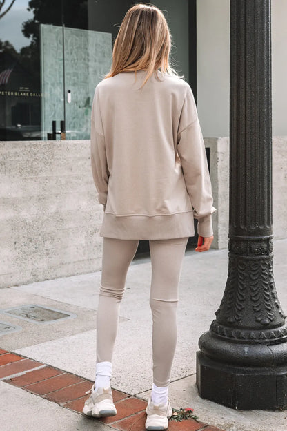 Slit-Sweatshirt Leggings Set