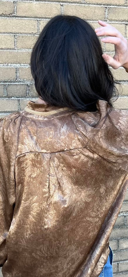 Fall Brown Crinkle Top