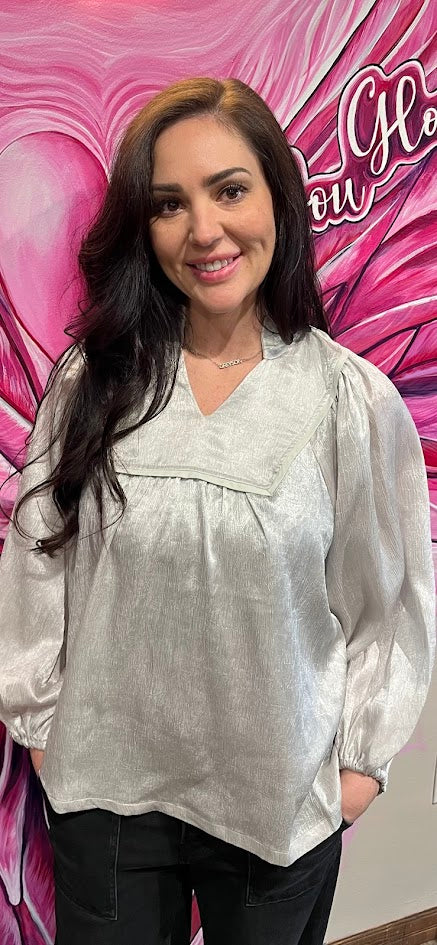Silver Crinkle Top